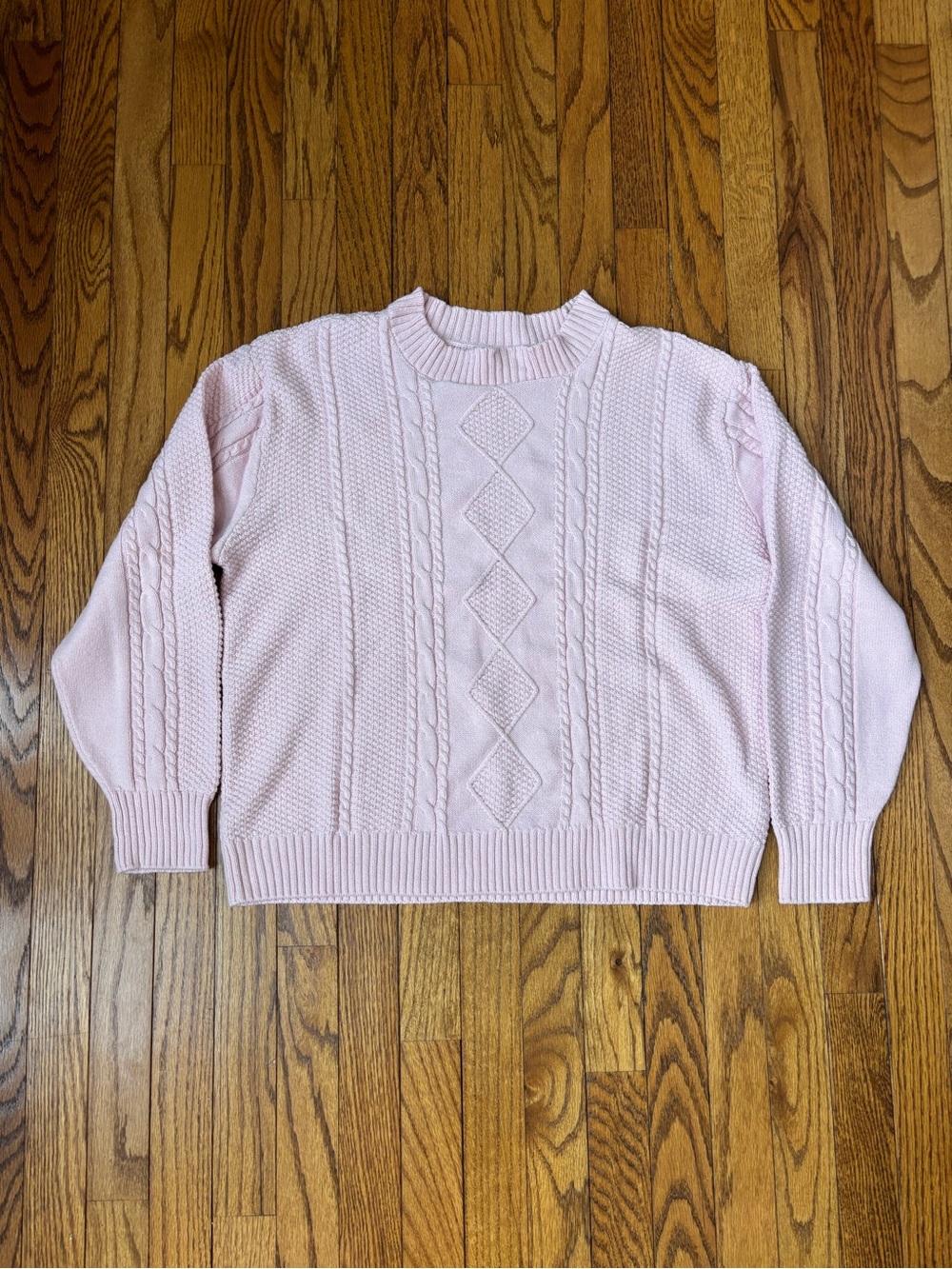 Hollister Soft Pink Cable Knit Crewneck Sweater Sz M